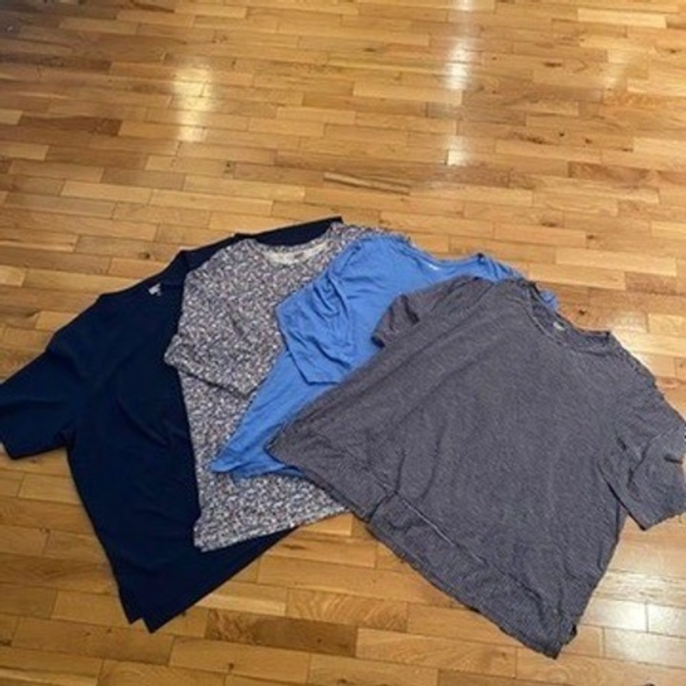 Lands End Womens 3X Short Sleeve T-Shirt Bundle 4 Pack Solid Stripe Floral Navy